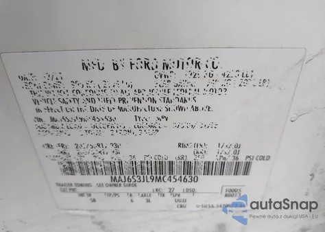 2021 Ford Ecosport Ses z USA, uszkodzony, nr VIN MAJ6S3JL9MC454630